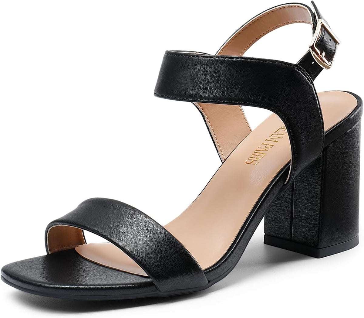 DREAM PAIRS Women's High Chunky Heels Square Toe Block Ankle Strap Dress Comfort Sandals, Black Nubuck, 10 MegaBDM