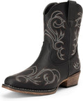 DREAM PAIRS Women's Cowboy Cowgirl Western Boots Embroidered Stitched Ankle Boots Square Toe Chunky Heel Fashion Short Booties with Zipper MegaBDM