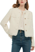 GOELIA Wool Blend Tweed Blazers for Women Business Casual Knit Blazer Cropped Jacket for Women MegaBDM