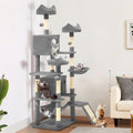 YITAHOME Tall Cat Tree for Indoor Cats, 190CM Multi-Level Cat Tower with Sisal Scratching Posts & Ramp, Plush Perches, Hammock, Spacious Condos, Cat Activity Center for Kittens, Grey MegaBDM