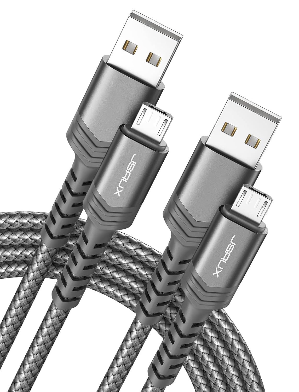 JSAUX Micro USB Cable for Android, (2-Pack 2M) Micro USB Android Charger Cable Nylon Braided Cord Compatible with Samsung Galaxy S7 S6 J7 Note 5, Kindle, PS4 and More (Grey) MegaBDM