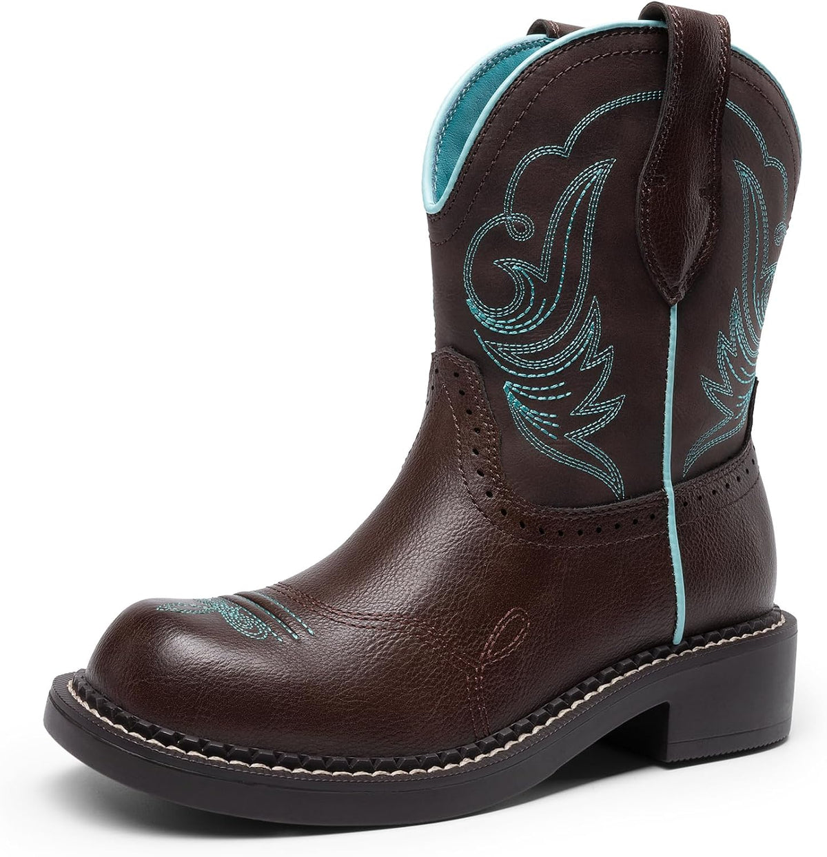 DREAM PAIRS Cowboy Cowgirl Boots for Women, Round Toe Embroidered Mid Calf Western Boots for Country Concerts, Rodeos, and Casual Outings MegaBDM