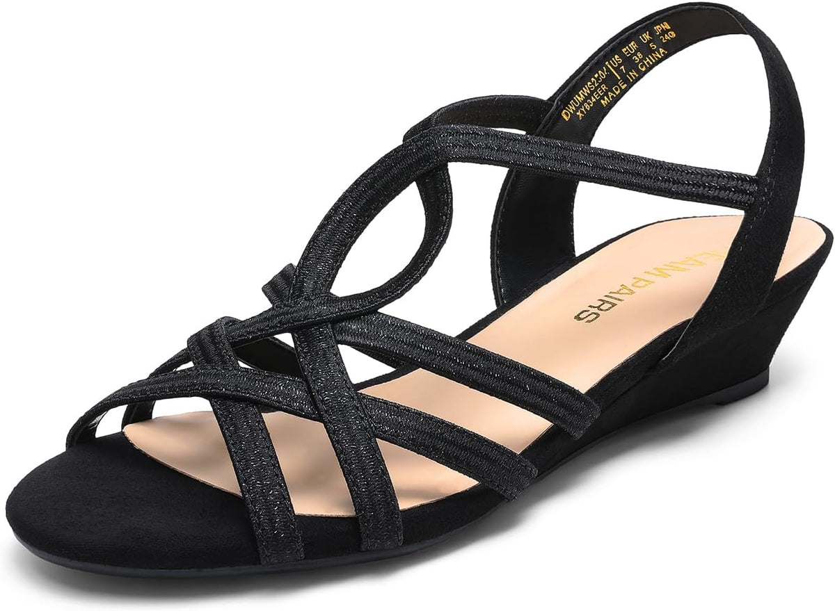 DREAM PAIRS Womens Open Toe Espadrilles Elegant Slip On Platform Sandals Elastic Ankle Strap Wedge Sandals MegaBDM