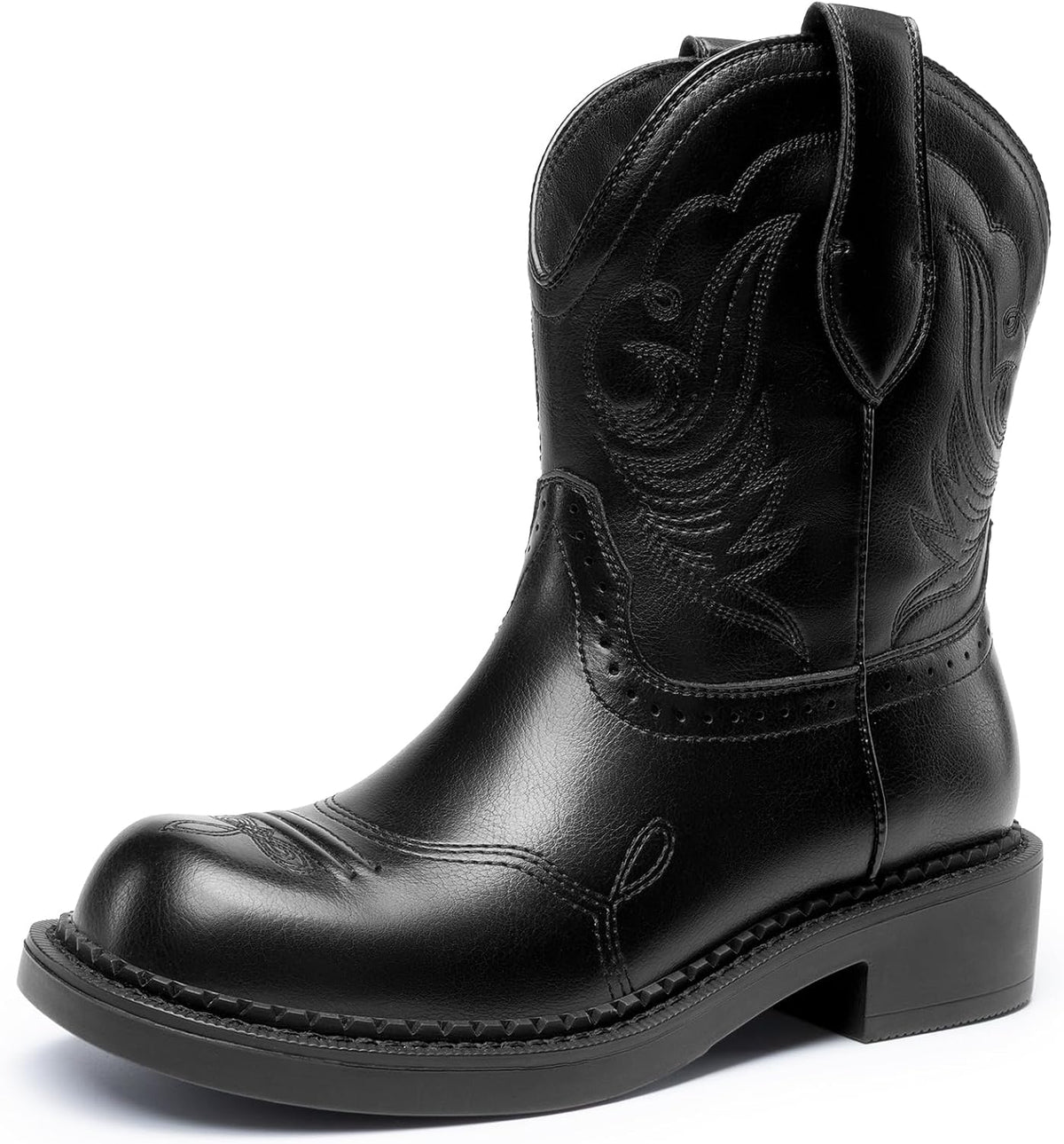DREAM PAIRS Cowboy Cowgirl Boots for Women, Round Toe Embroidered Mid Calf Western Boots for Country Concerts, Rodeos, and Casual Outings MegaBDM