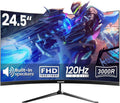 Gawfolk 24.5 Inch Curved Gaming Monitor Built-in Speakers, 3000R 120Hz PC Screen Full HD 1920x1080P 1ms MPRT, 98% sRGB,HDMI 2.0, VGA, VESA 75 * 75mm, Black PC Monitor MegaBDM