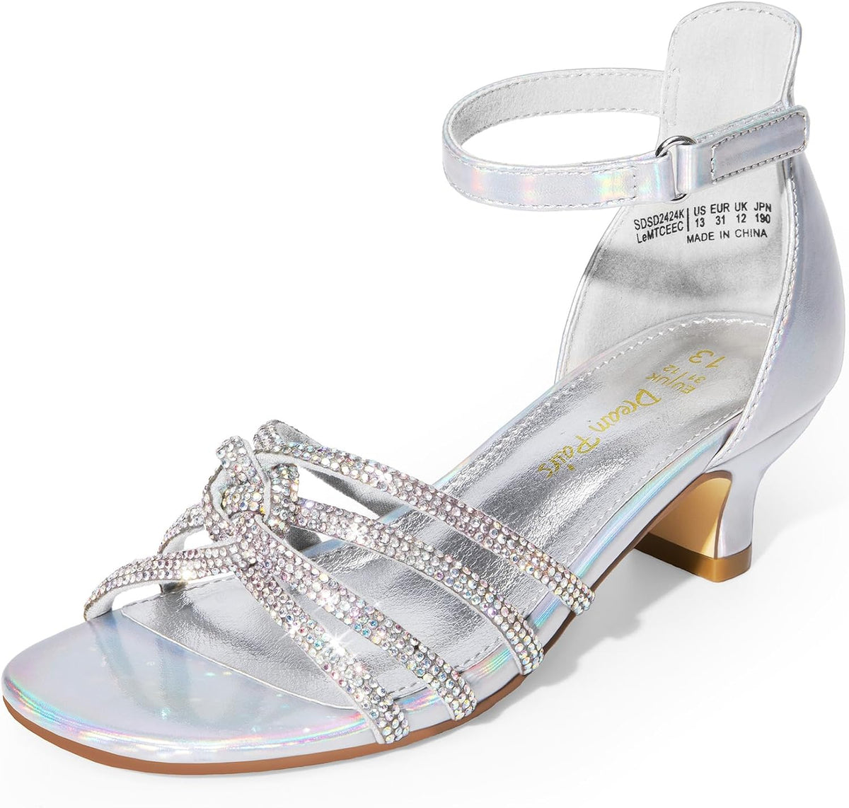 DREAM PAIRS Girls Dress Shoes Sandals Low Heels Ankle Strap Flower Wedding Party Shoes for Little Kid/Big Kid MegaBDM