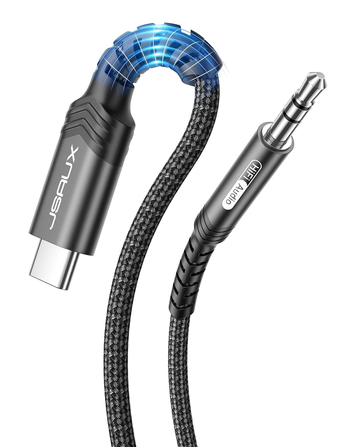 JSAUX USB C to 3.5mm Jack Audio Aux Cable [2M], Aux to USB C Cable Type C to 3.5mm Male Headphone Adapter Car Stereo Cord Compatible with iPhone 16/15 Pro Max, Galaxy S24 S23 Ultra, iPad Pro-Black MegaBDM