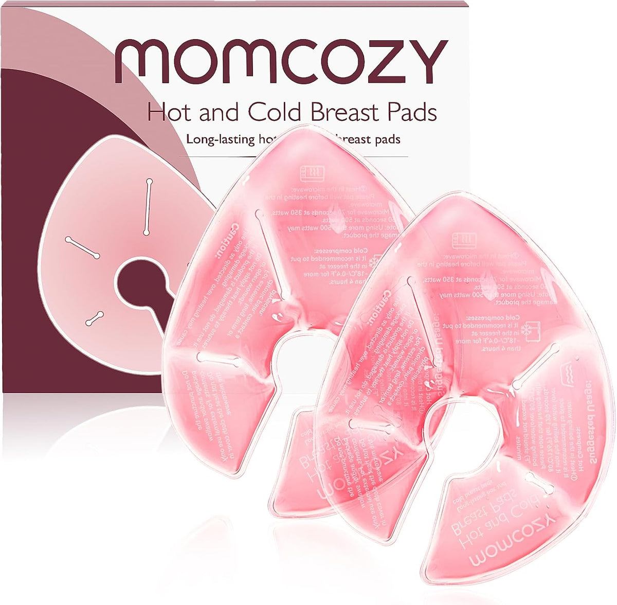 Momcozy Larger Breast Therapy Packs, Hot and Cold Breast Pads with 2 Soft Covers, Breastfeeding Essentials，2 Pack，Pink MegaBDM