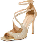 DREAM PAIRS High Heels for Women Cross Strappy Stilettos Square Open Toe Dressy Sexy Sandals MegaBDM