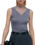 GOELIA Sleeveless Sweater Tops for Women Trendy Patchwork Mock Neck Sleeveless Tank Tops Dressy Casual Knit Top Shirts MegaBDM