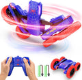 DEERC RC Stunt Car, Double Side Driving, 360° Rotation & Flip, RC Crawler W/LED Lights, 2 Batteries, 4WD 2.4GHz Remote Control Car, All Terrain Race Stunt Toys Gift for Kids Boys Girls Man MegaBDM