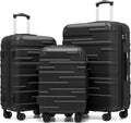 COOLIFE Hard Shell Suitcase with TSA Lock and 4 Spinner Wheels Lightweight Durable (Grey, 3 Pcs Set) MegaBDM