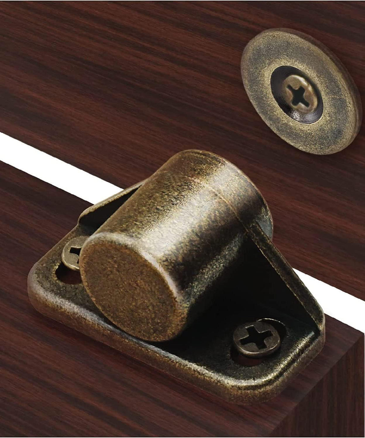 Sunivaca Magnetic Door Catch, with Neodymium Magnet Cabinet Catches, Cupboard Catches, Door Closers for Interior Door, 2 Pack Bronze MegaBDM