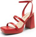 DREAM PAIRS Women's Platform Strappy Heels Open Toe Ankle Strap Square Party Sandals Y2K Dress Shoes MegaBDM