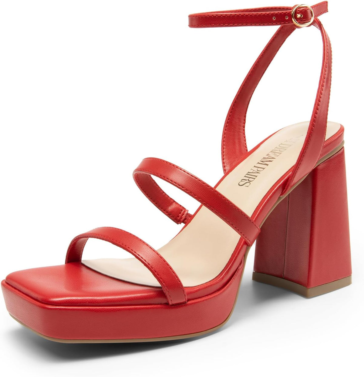 DREAM PAIRS Women's Platform Strappy Heels Open Toe Ankle Strap Square Party Sandals Y2K Dress Shoes MegaBDM