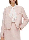 GOELIA Womens Pink Tweed Blazers Business Casual Knit Blazer Cropped Jacket for Women MegaBDM
