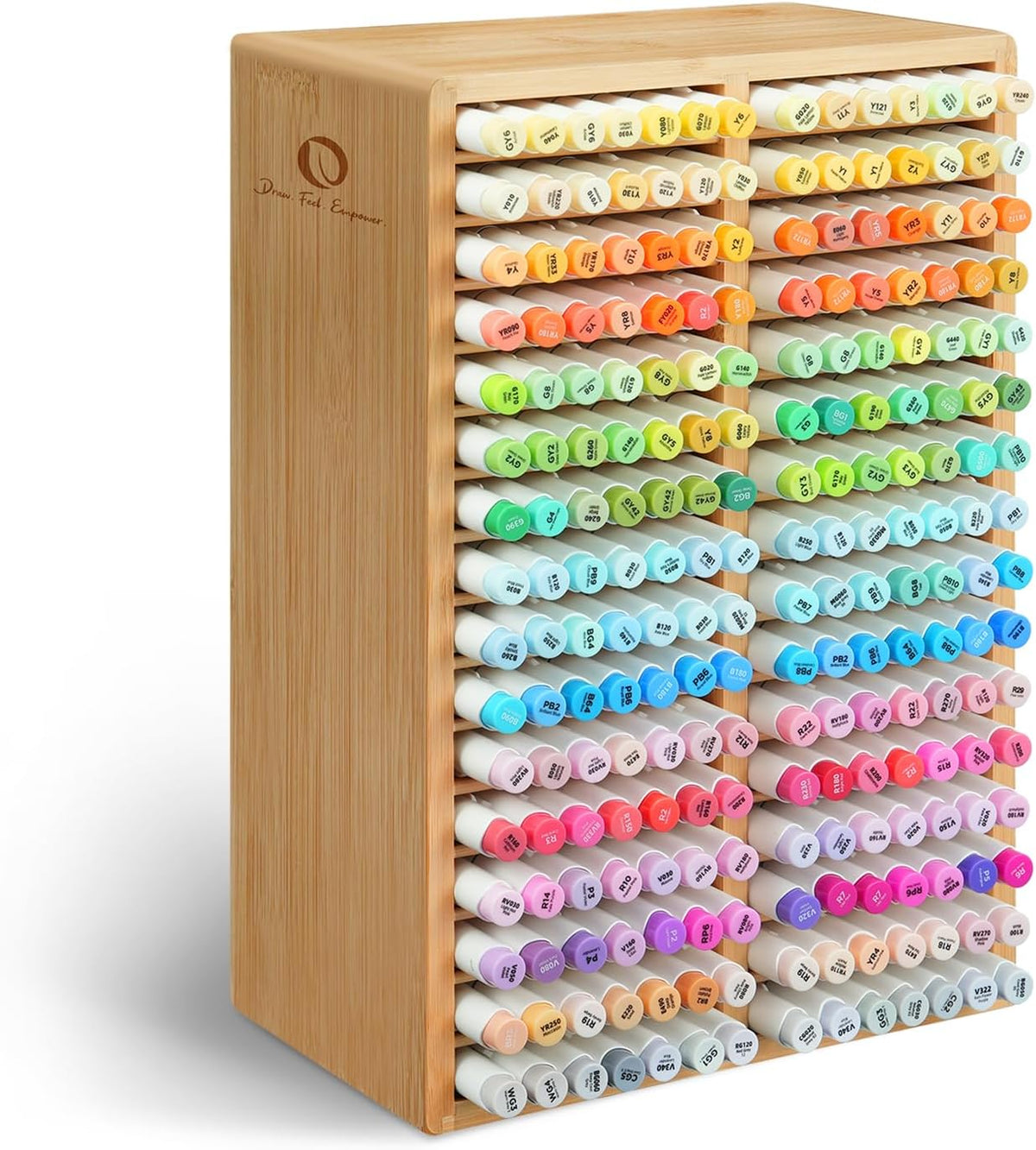 Ohuhu Bamboo Marker Organiser, Hold 224 Markers for Honolulu Oahu Series | Markers, Pens Pencils Stationary Organiser Holder with 32 Compartments for Classroom Office Decor MegaBDM