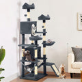YITAHOME Tall Cat Tree for Indoor Cats, 190CM Multi-Level Cat Tower with Sisal Scratching Posts & Ramp, Plush Perches, Hammock, Spacious Condos, Cat Activity Center for Kittens, Dark Grey MegaBDM