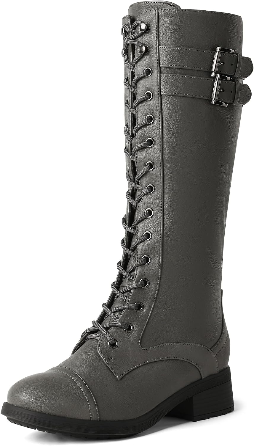 DREAM PAIRS Women's Pu Knee High Riding Combat Boots MegaBDM