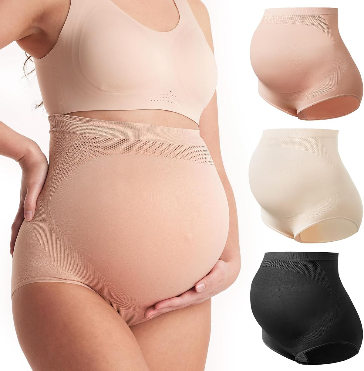 momcozy Women's Maternity High Waist Underwear Pregnancy Soft Seamless Maternity Underwear Over Bump MegaBDM