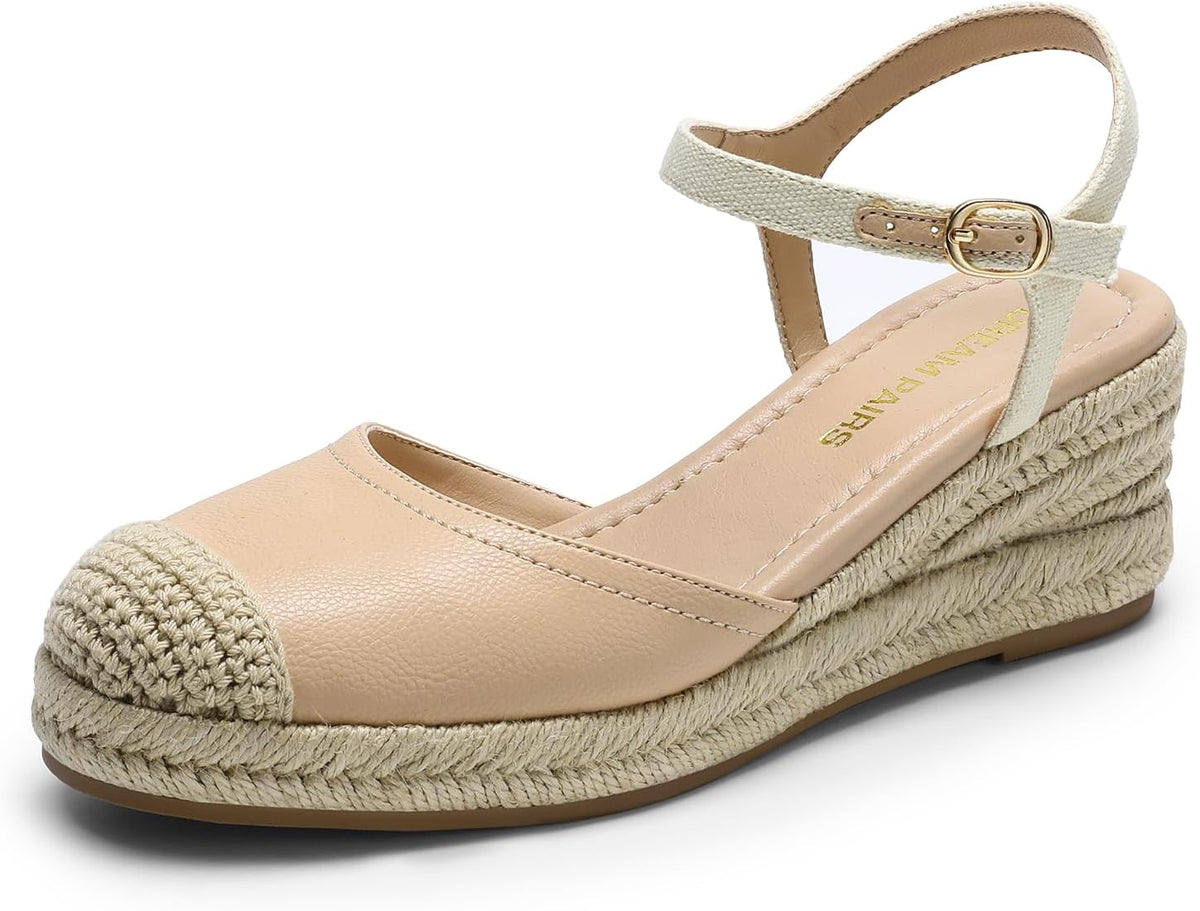 DREAM PAIRS Women's Wedge Sandals, Closed Toe Espadrilles Platform Wedge Heels with Adjustable Ankle Straps and Comfortable Cushion Insoles MegaBDM