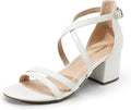DREAM PAIRS Women's Ankle Strap Low Chunky Heels Open Toe Blocked Strappy Sandals Dress Shoes for Wedding Bridal Party MegaBDM