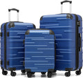 COOLIFE Hard Shell Suitcase with TSA Lock and 4 Spinner Wheels Lightweight Durable (Navy Blue, 3 Pcs Set) MegaBDM
