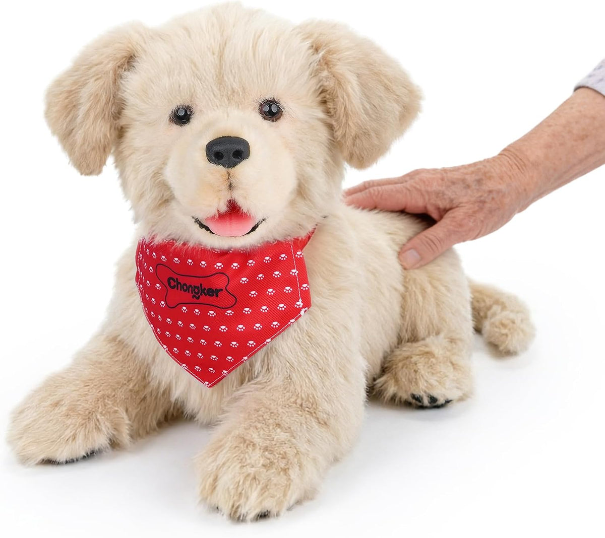 Chongker Dog Stuffed Animal-18 inch Golden Pup, Interactive Companion Pet, Soft-Touch Realistic Robot Dog with Voice Response,Heartbeat& Gurgling,Electronic pet dogs suitable for the elderly and kids MegaBDM