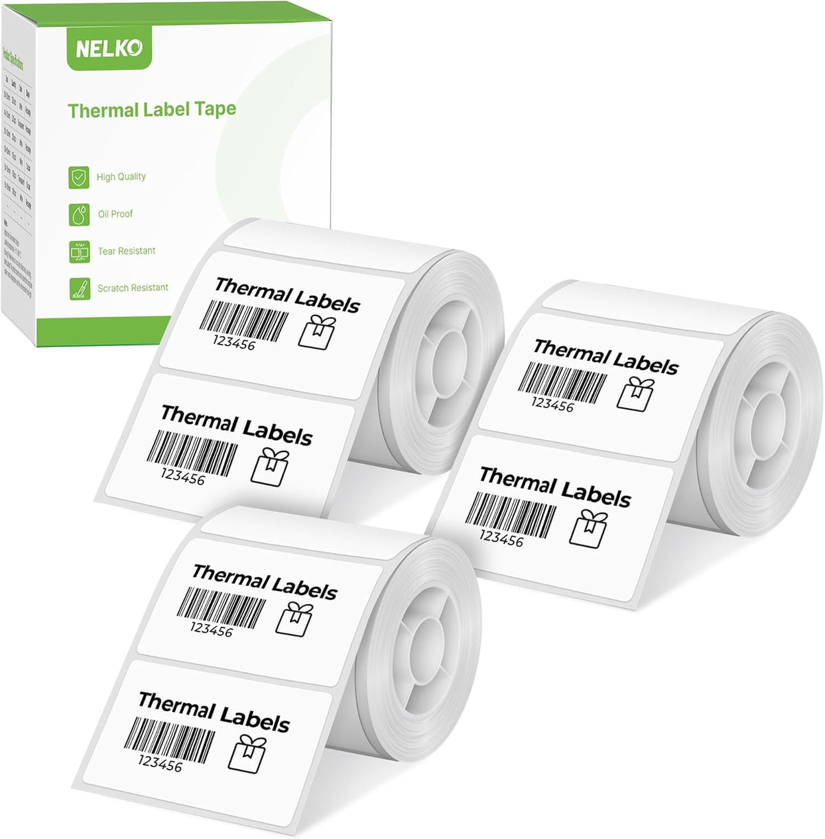 Nelko PM220 Thermal Labels, 2'' x 1.18'' (50x30mm) Waterproof Multi-Purpose Sticker Tape, 3 Rolls of 230 White Thermal Paper MegaBDM