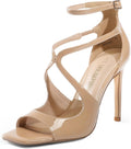 DREAM PAIRS High Heels for Women Cross Strappy Stilettos Square Open Toe Dressy Sexy Sandals MegaBDM