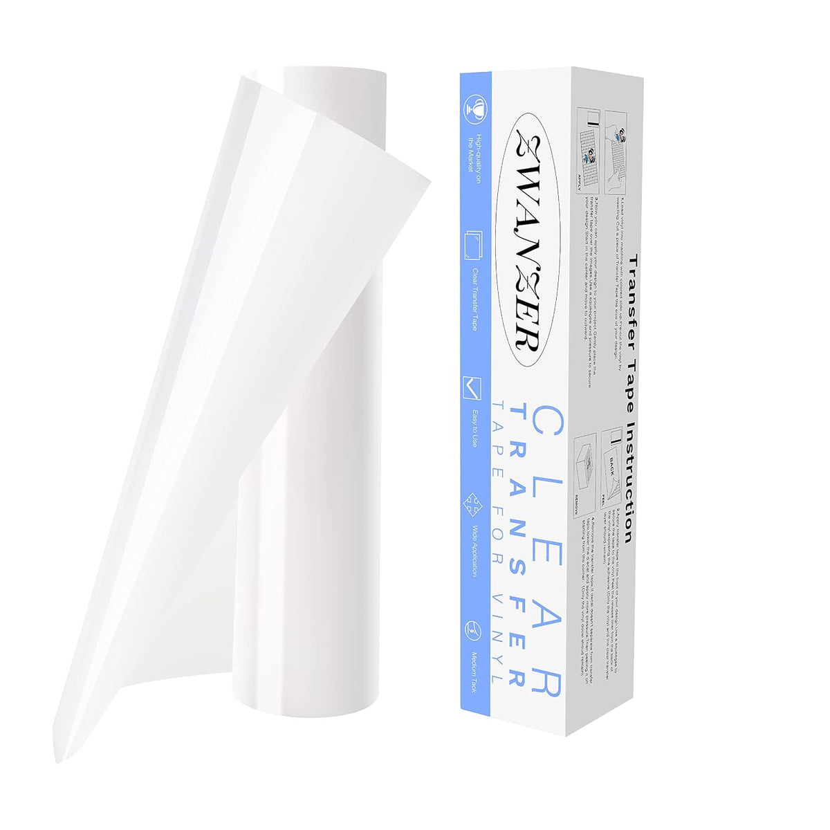 Transfer Tape for Vinyl, 12" x 20 FT (30.5 x 610cm) Clear Vinyl Transfer Paper Tape Roll for Permanent Vinyl and Self Adhesive Vinyl for Decals, Signs, Windows and Stickers MegaBDM