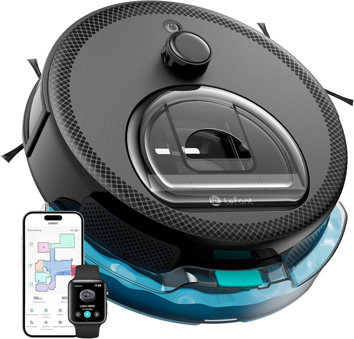 Lefant M330 Pro Robot Vacuum and Mop, 5000Pa Suction, dToF Laser Navigation with 190° Obstacle Detection, 2.4G/5G WiFi, App/Alexa Control, 150 Mins Runtime, for Pet Hair & Carpets MegaBDM
