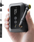 HOTO Air Pump Pocket, Mini Bike Tire Pump, 25s Fast Inflate Bike Pump Electric with Guage, 150PSI Portable Electric Bicycle Air Pump with Presta and Schrader Valve for Road Bike, Motorcycle, E-Bike MegaBDM