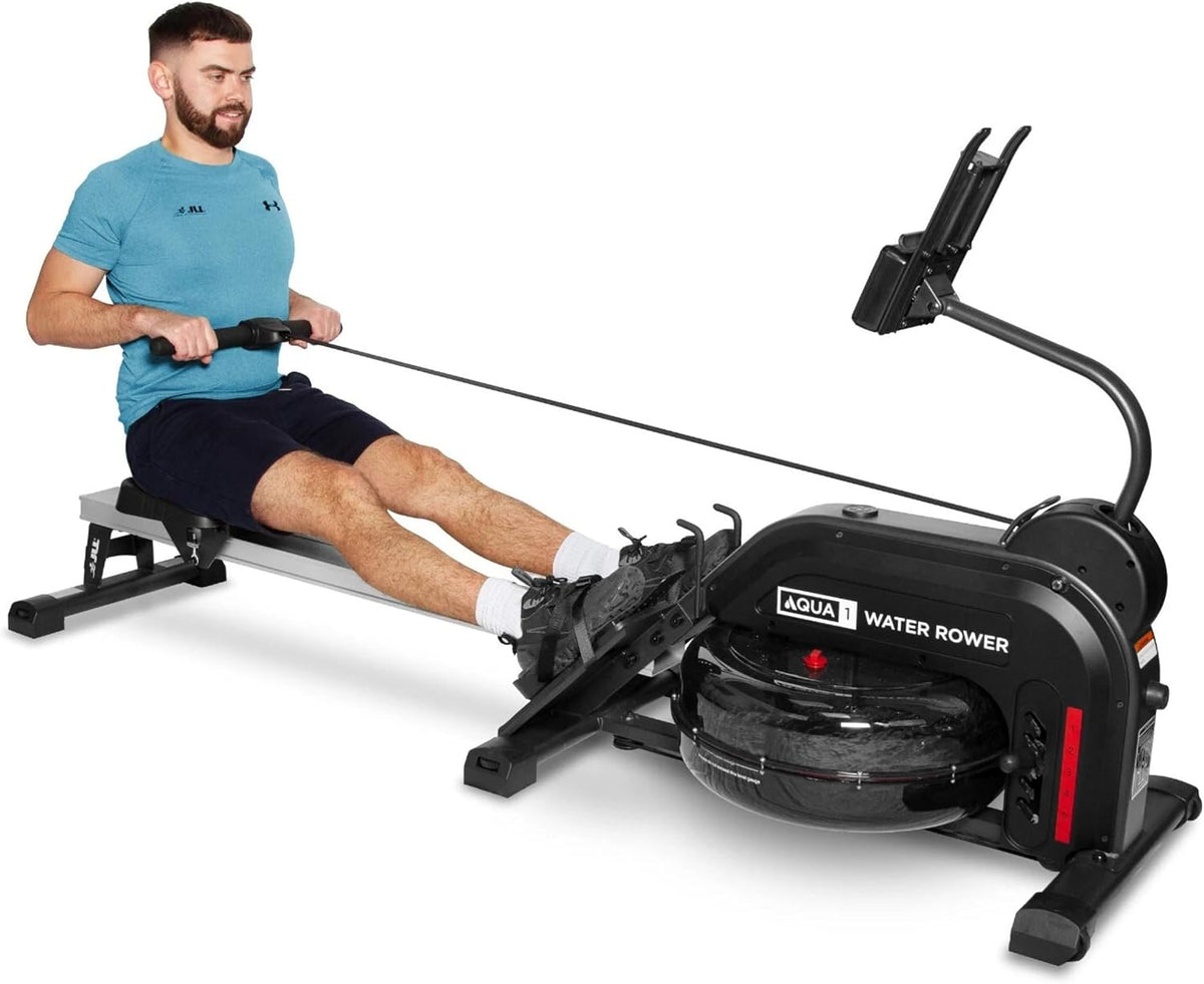 JLL Water Rowing Machine for Home Gym, Full-Body Workout Compact Rower with Advanced Driving Belt System, 150 KG Max User Weight & Optional APP Connectivity MegaBDM