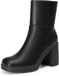 DREAM PAIRS Women's Platform Gogo Ankle Boots Chunky High Heels Square Toe Comfort Party Dress Side Zipper Booties Shoes for Women MegaBDM