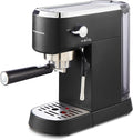 Morphy Richards Signature Compact Espresso Maker, Ground Coffee, Dual Cup, Illuminated Buttons, 1L Water tank, Steam Control, Stainless Steel, Black, 172024 MegaBDM