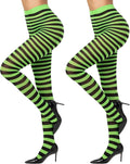 MANZI Stripe Tights Women Fancy Dress Tights for Halloween 2 Pairs MegaBDM