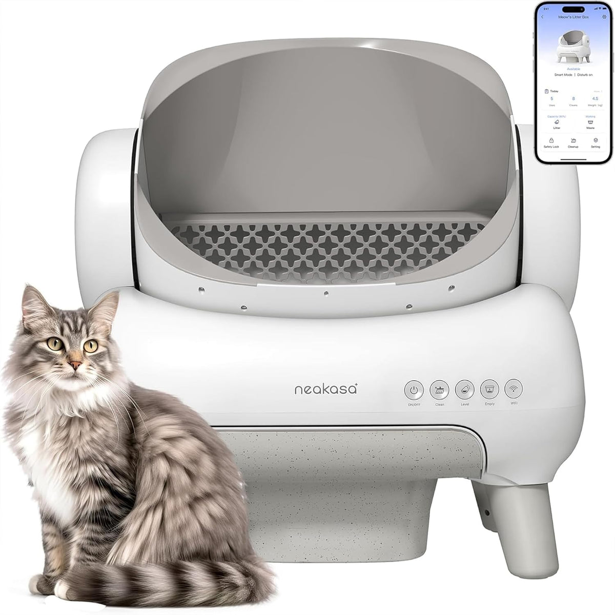 Neakasa M1 Plus Lite Self-Cleaning Cat Litter Tray, Open Top Automatic Litter Box with Large Capacity & App Control, Odour-Free Design for Busy Owners & Multi-Cat Homes, Ideal for Travel MegaBDM