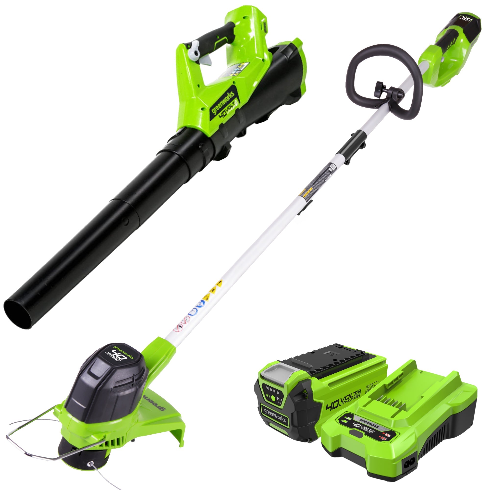 40V 12" Cordless String Trimmer and 390CFM Leaf Blower Combo Kit w/ 2.0Ah Battery & Charger MegaBDM