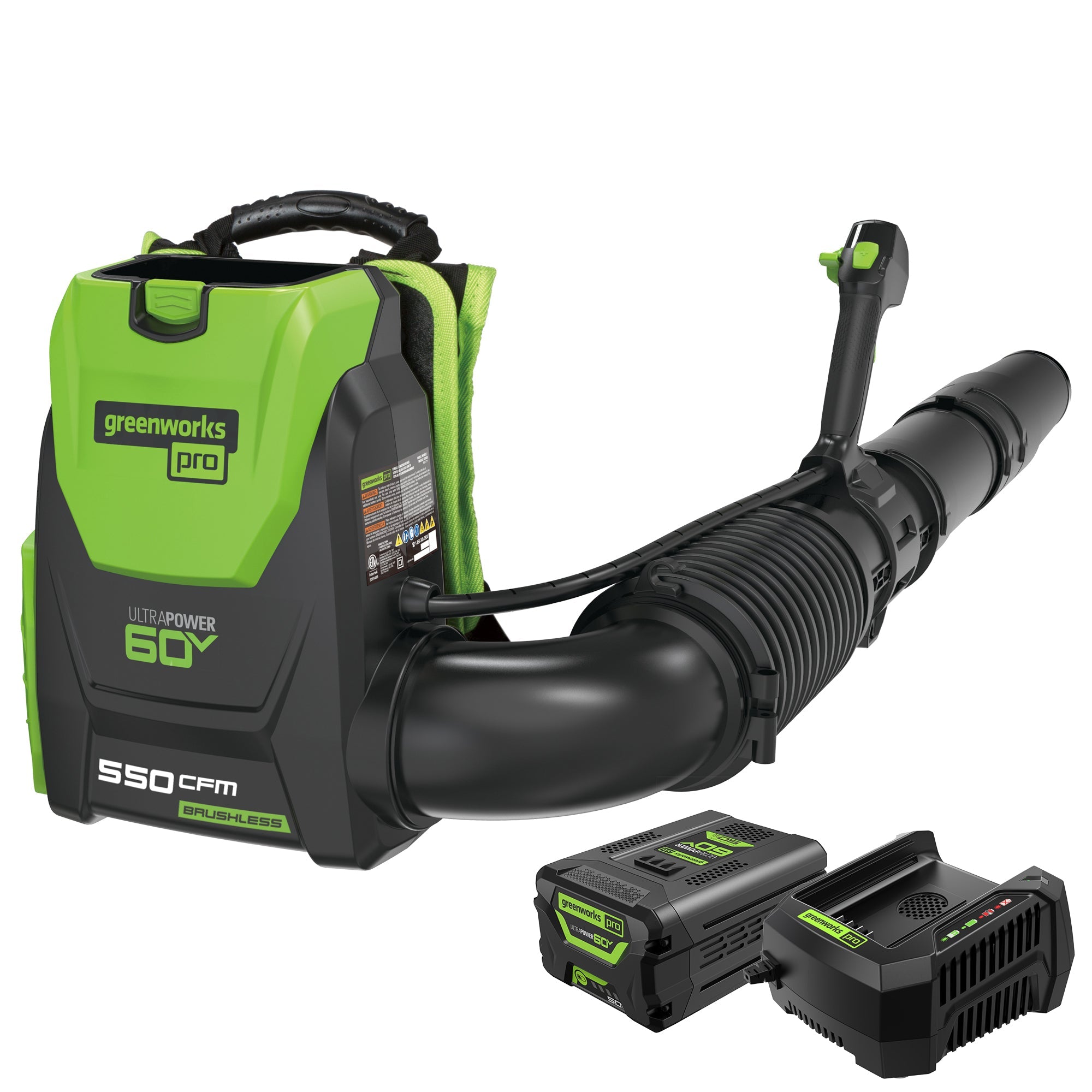 60V 550 CFM Cordless Battery Backpack Blower w/ 5.0Ah Battery & Charger MegaBDM