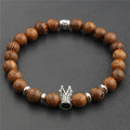Wood Grain Crown Beads String Graceful Bracelet - ABJ003-1 MegaBDM