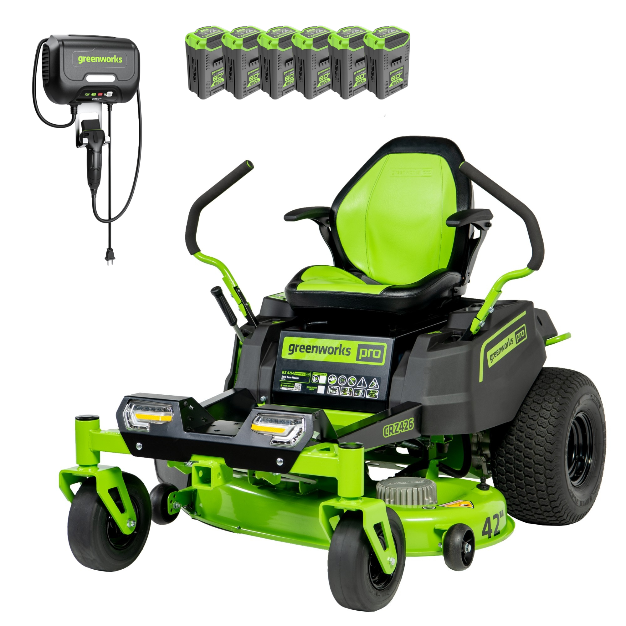 60V 42" Electric CrossoverZ Zero Turn Mower: (6) 8 Ah Batteries and 600W Wall Charger, CRZ4262 MegaBDM