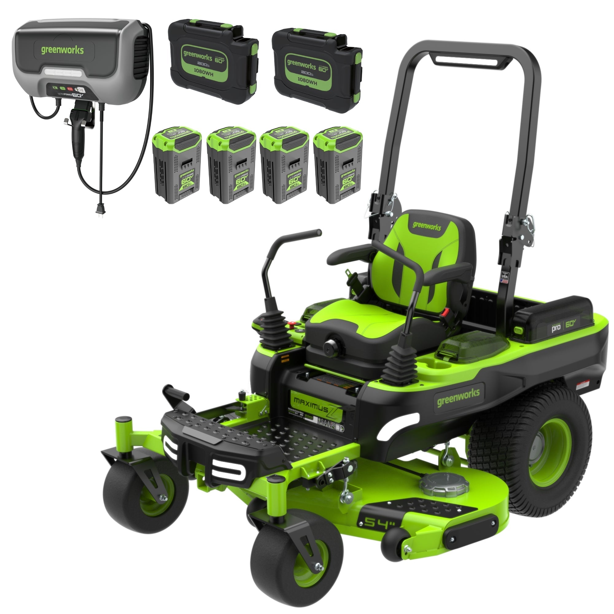 60V 54" MaximusZ Zero Turn Riding Mower with (2) 20.0 Ah, (4) 8.0 Ah Batteries and 1.5kW Charger, MZ5461 MegaBDM