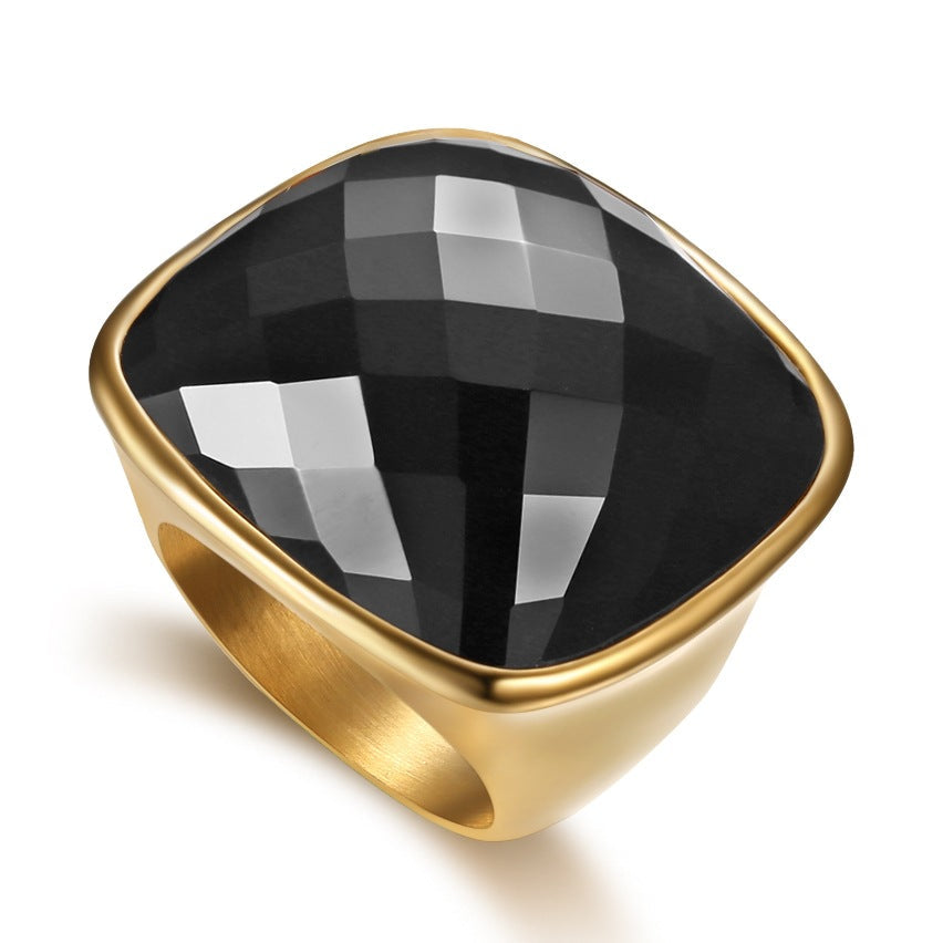 Women's High-grade Square Elegant Gemstone Stainless Steel Rings MegaBDM