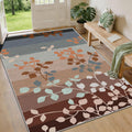 Machine Washable Rug, Vintage Earth Tone Brown Leaf Area Rug, Warm Autumn Fall Foliage Short-Pile Carpet, Non-Slip Botanical Rug for Home Office Lounge (140x200cm) MegaBDM