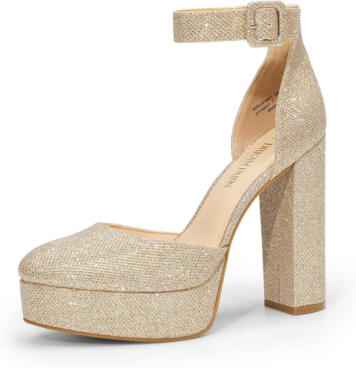 DREAM PAIRS Women's Platform High Chunky Heels Closed Toe Block Ankle Strap Dress Buckle Round Toe Wedding Party Comfortable Pumps Shoes MegaBDM