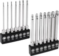MulWark 14PC Magnetic Security Torx Bit Set 3" Long Tamper Proof Star Screwdriver Bit Set 1/4" Hex Shank S2 Steel T4 - T40 Impact Driver Bits MegaBDM