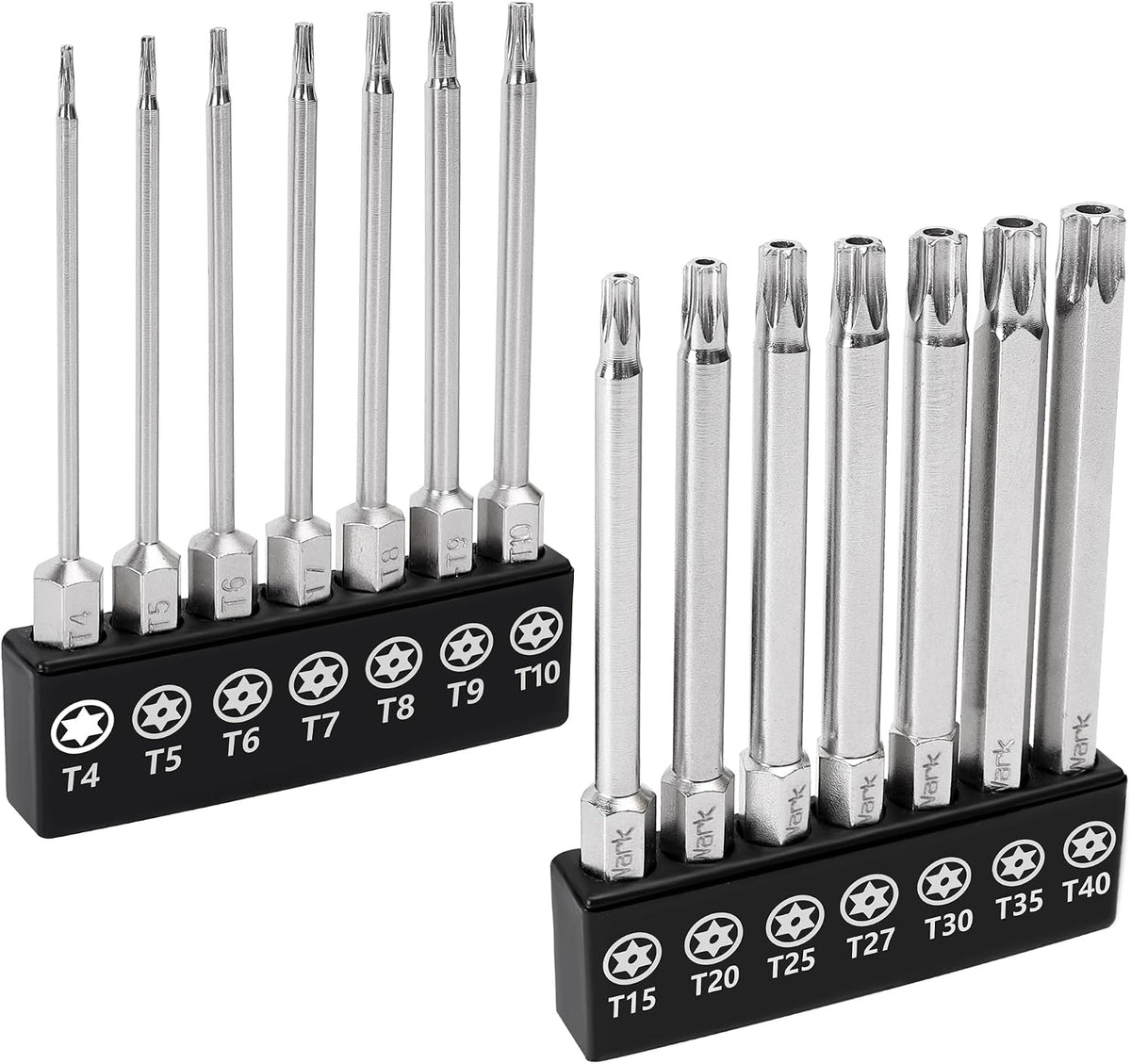 MulWark 14PC Magnetic Security Torx Bit Set 3" Long Tamper Proof Star Screwdriver Bit Set 1/4" Hex Shank S2 Steel T4 - T40 Impact Driver Bits MegaBDM
