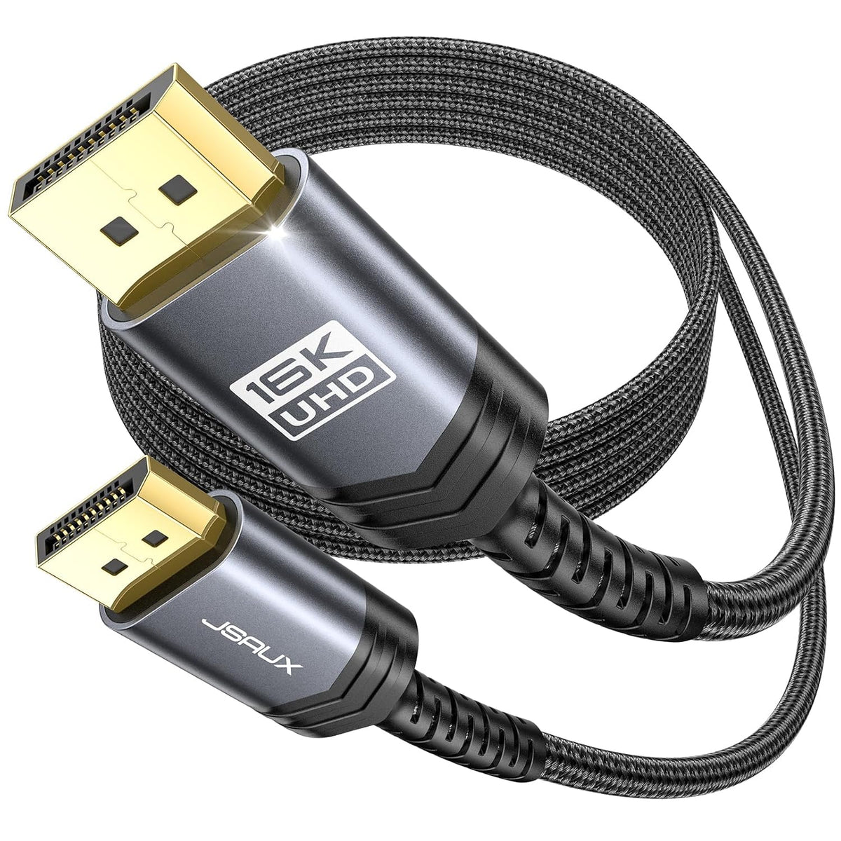 JSAUX DisplayPort Cable 2m 2.1 Version, DP 2.1 Cord 16K@60Hz, 8K@120Hz, 4K@240Hz 80Gbps, Backward Compatible with DP1.4/DP1.2, Display Port Lead for TV PC Monitor Video Card MegaBDM