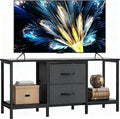 YITAHOME TV Stand, TV Cabinet up to 47 Inch, TV Unit with 2 Fabric Drawers and 2 Open Shelves, 110 x 30 x 50cm Chest of Drawers for Living Room, Entertainment Room, Bedroom Furniture, Steel Frame MegaBDM